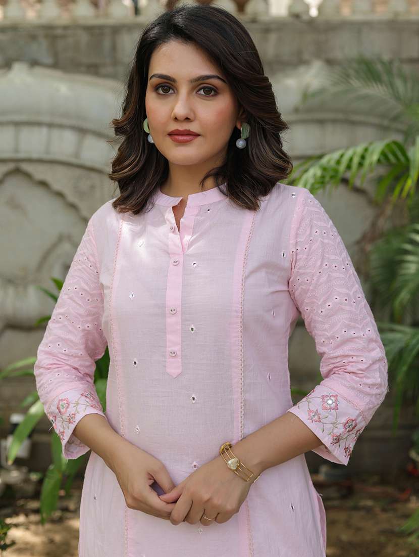 women three quarter sleeve straight kurta - 22057844 -  Standard Image - 5
