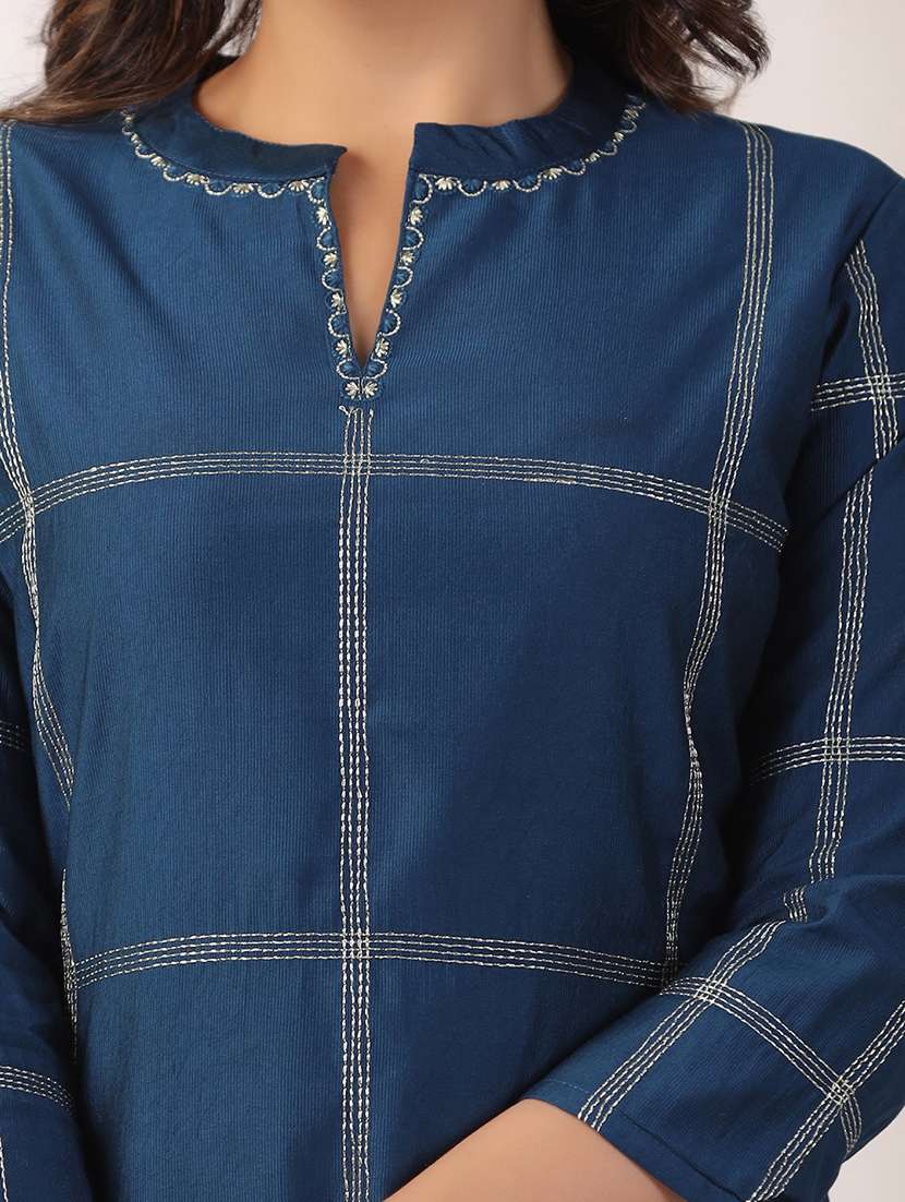 women three quarter sleeve straight kurta - 22057862 - Standard Image - 5