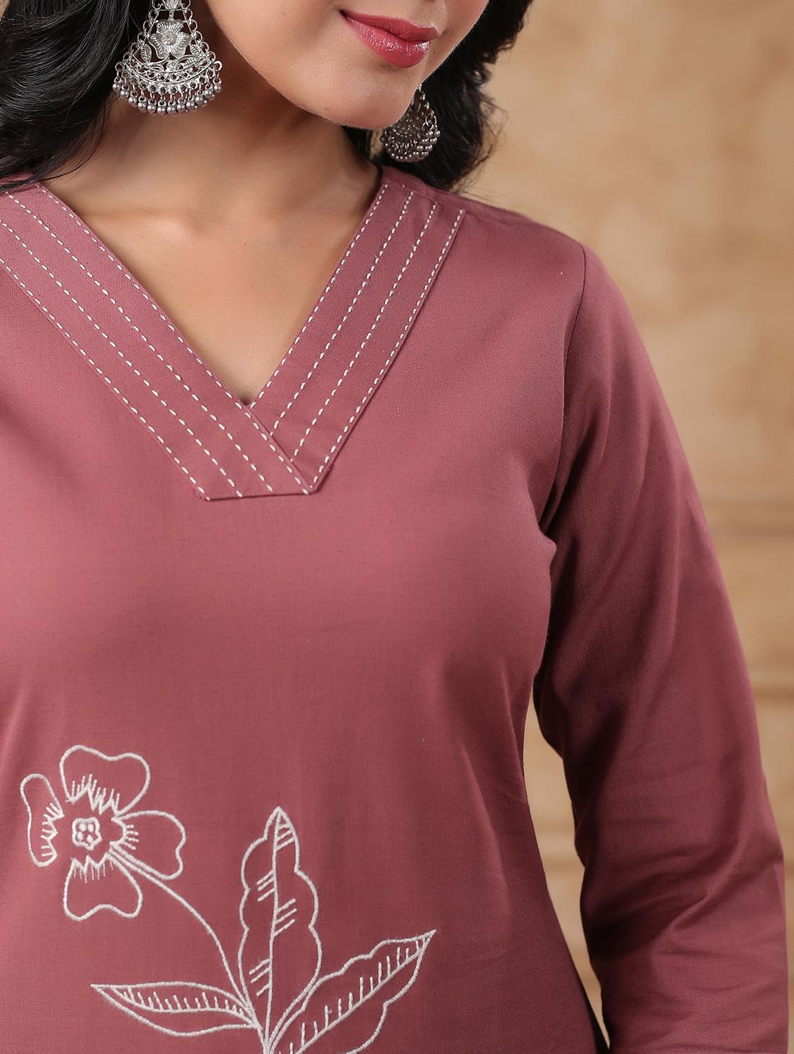 women embroidered three quarter sleeve kurta palazzo set - 22057887 - Standard Image - 5