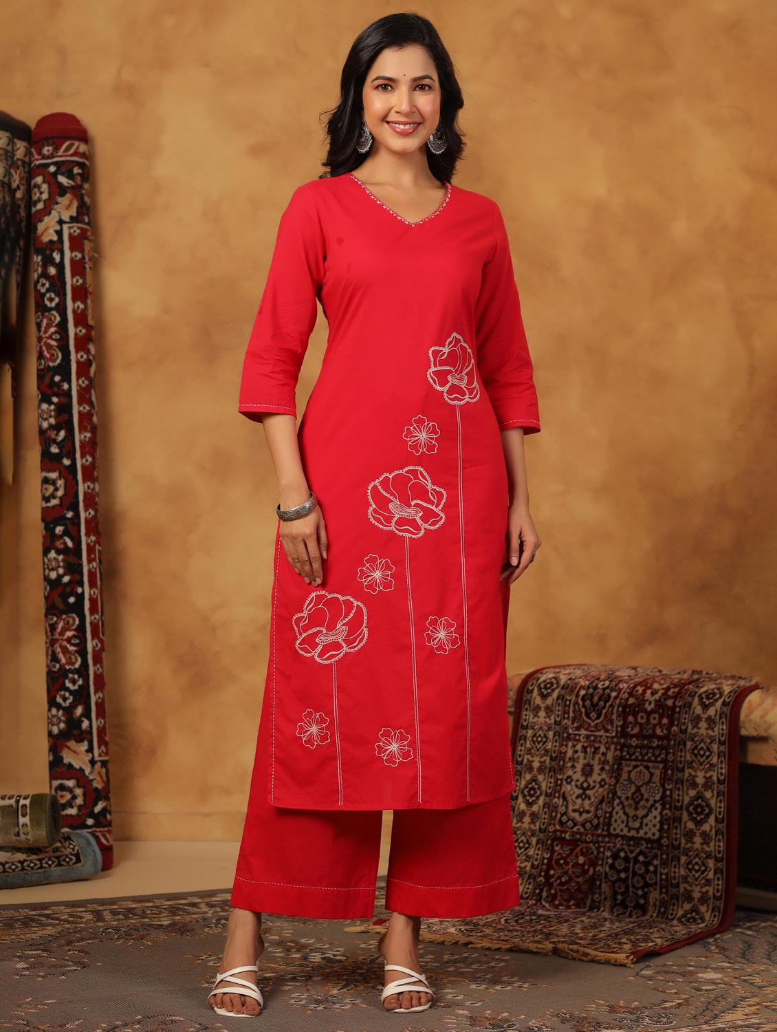 pink cotton kurta palazzo set - 22057889 - Zoom Image - 0