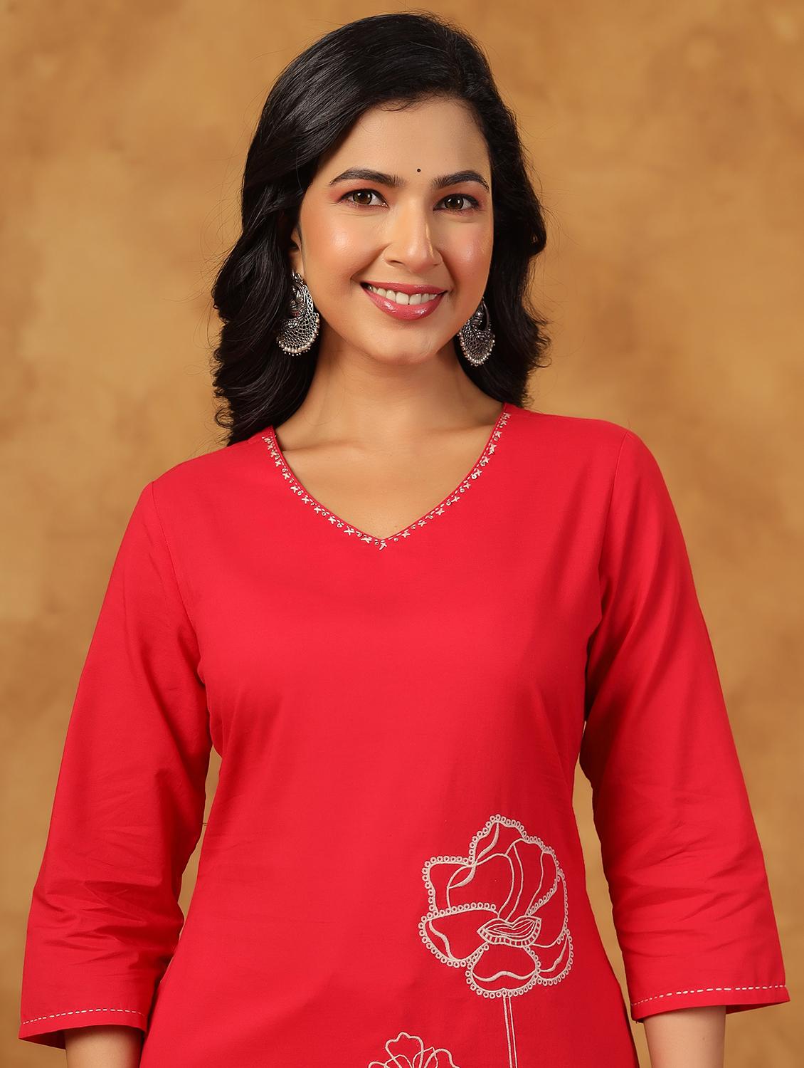 pink cotton kurta palazzo set - 22057889 - Standard Image - 5