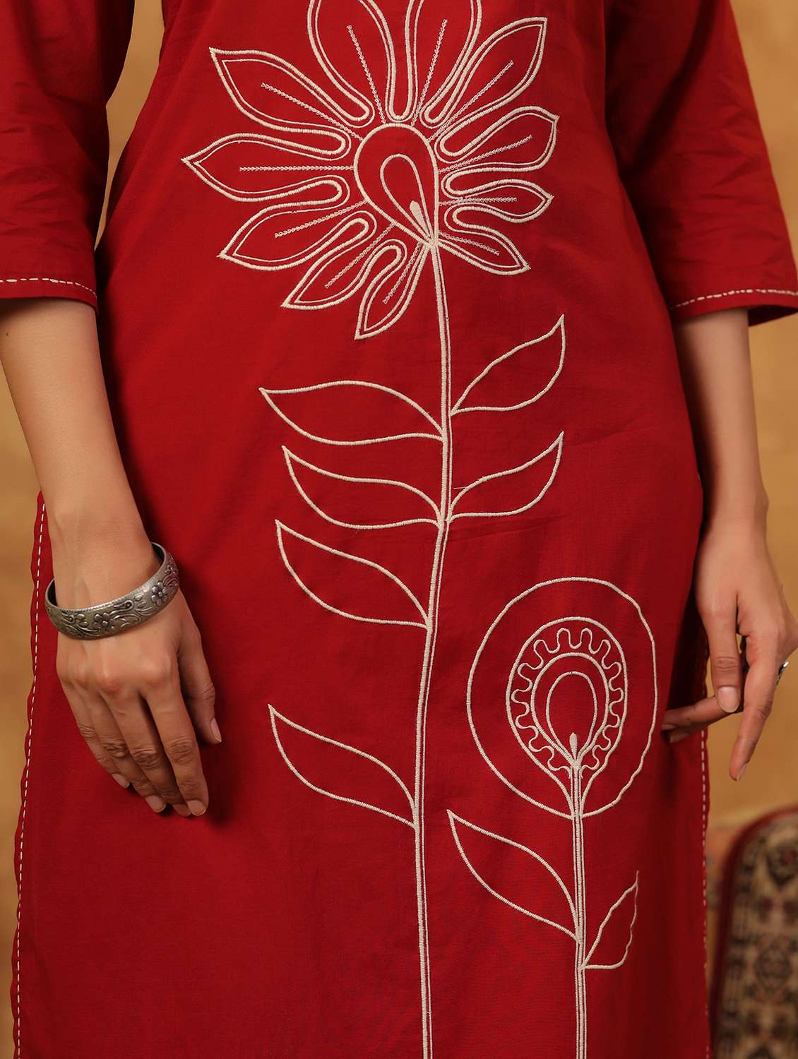 maroon cotton kurta palazzo set - 22057890 - Standard Image - 5
