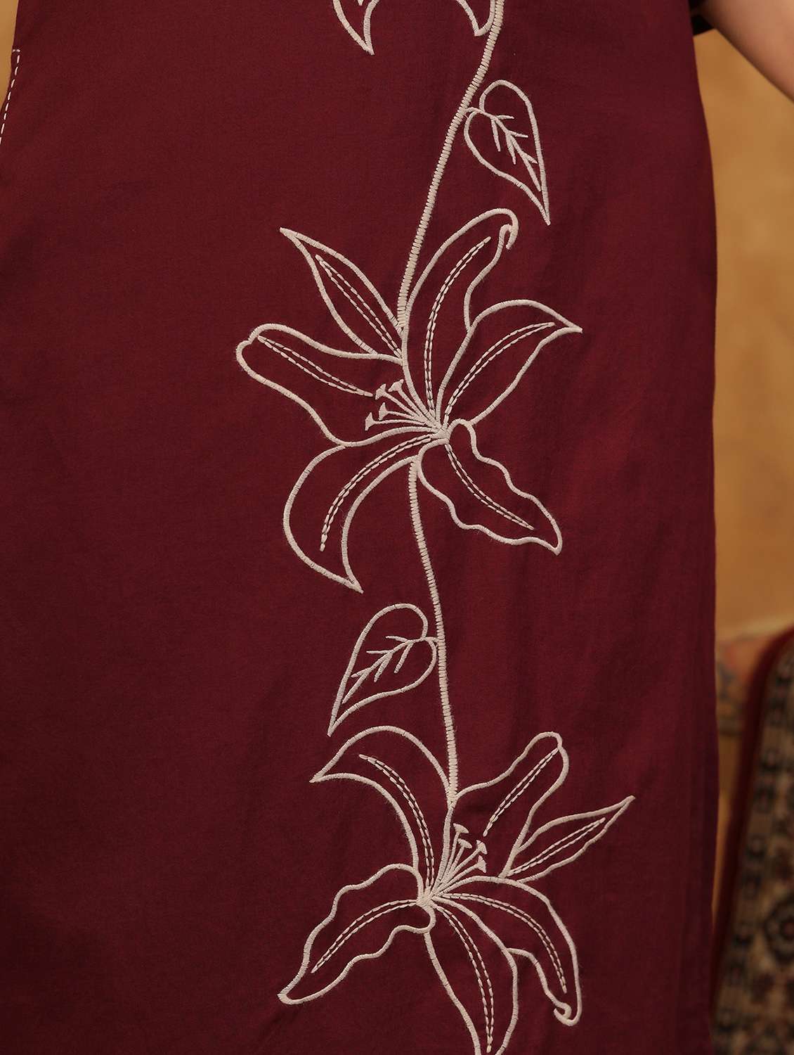 maroon cotton kurta palazzo set - 22057895 - Standard Image - 5
