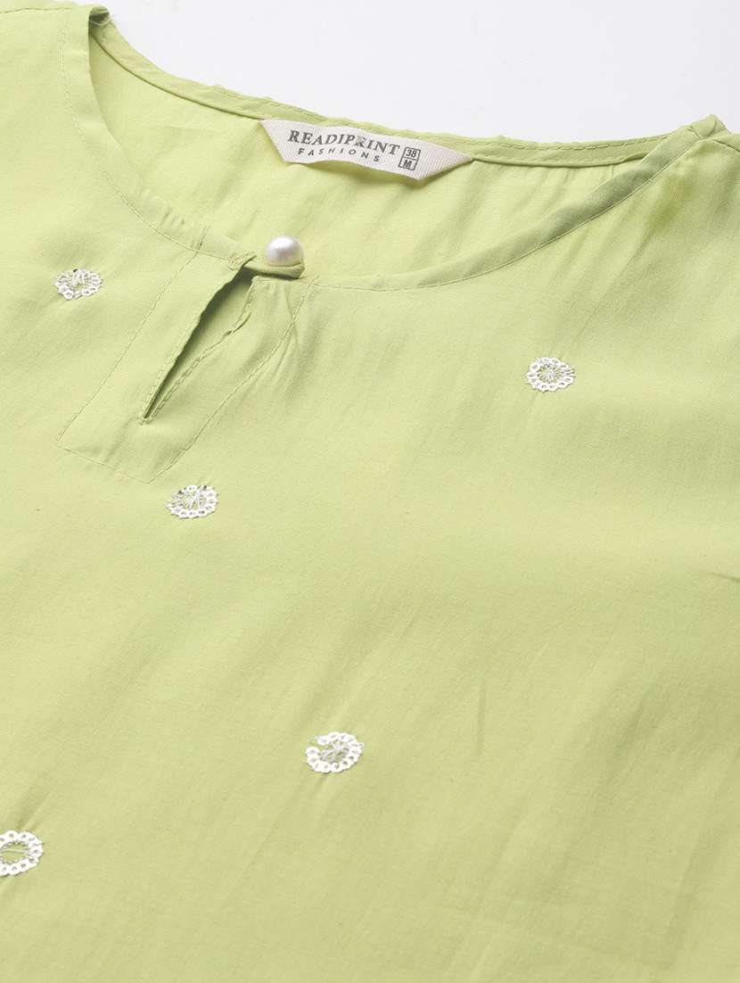 women solid with work three quarter sleeve kurta pant with dupatta set - 22057912 -  Standard Image - 5