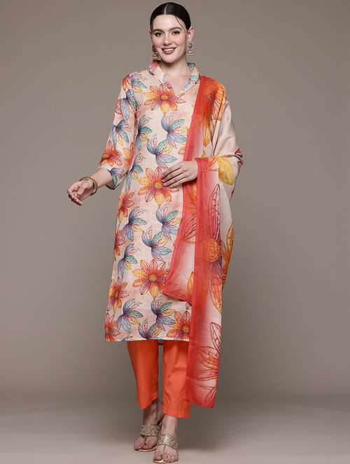 women three quarter sleeve kurta pant with dupatta set - 22057991 -  Standard Image - 0