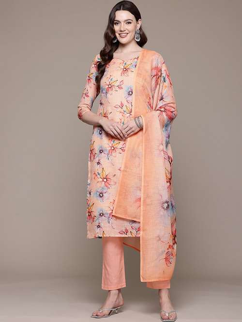 women three quarter sleeve kurta pant with dupatta set - 22057994 -  Standard Image - 0