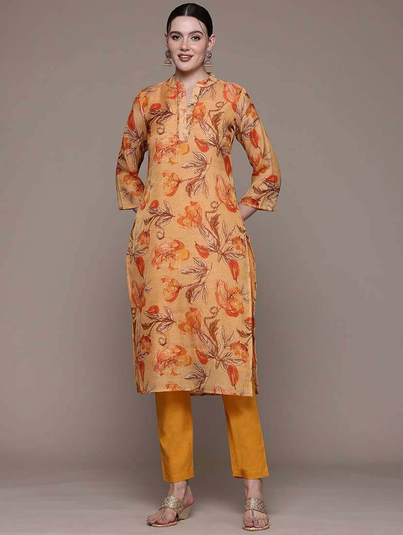 women three quarter sleeve kurta and pant set