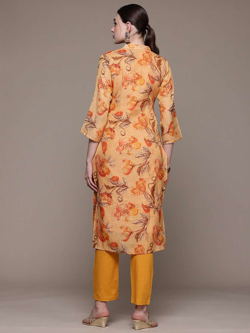 women three quarter sleeve kurta and pant set - 22058000 -  Standard Image - 3