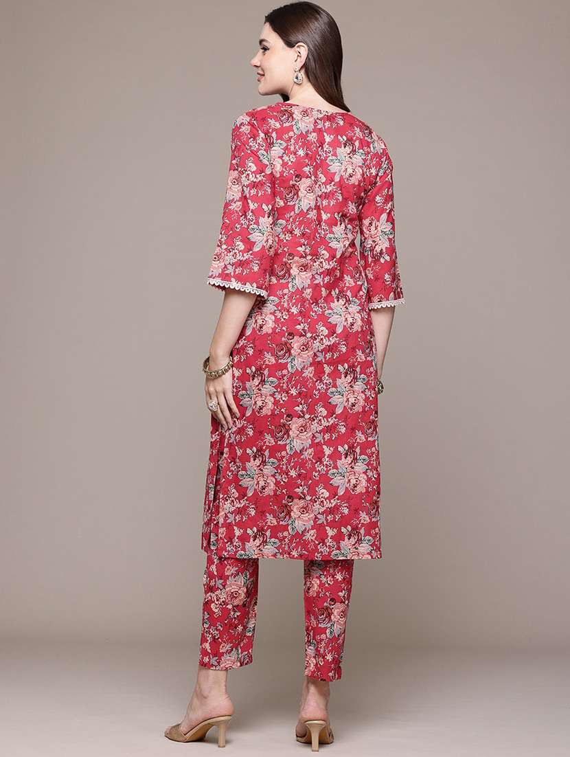 women three quarter sleeve kurta and pant set - 22058044 - Standard Image - 3