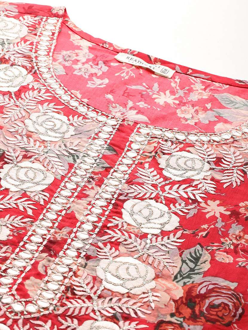 red cotton suit set - 22058094 - Standard Image - 5