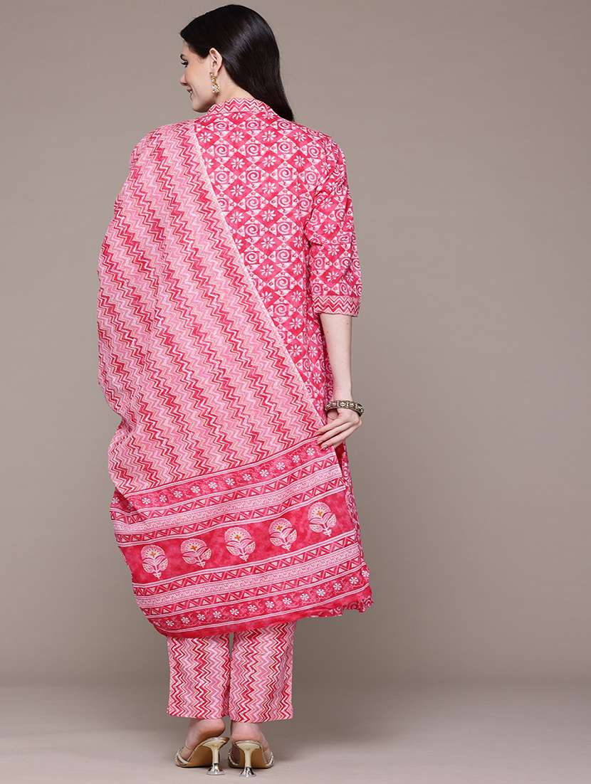 pink cotton suit  set - 22058100 -  Standard Image - 3