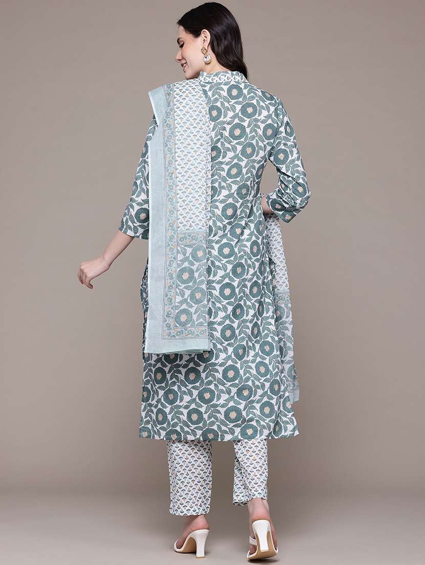 teal cotton suit  set - 22058103 -  Standard Image - 3