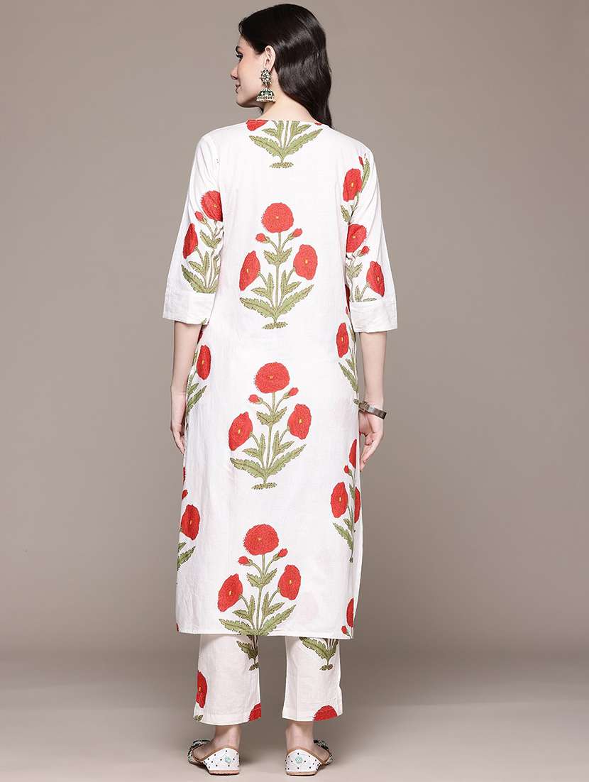 white cotton kurta palazzo  set - 22058120 -  Standard Image - 3