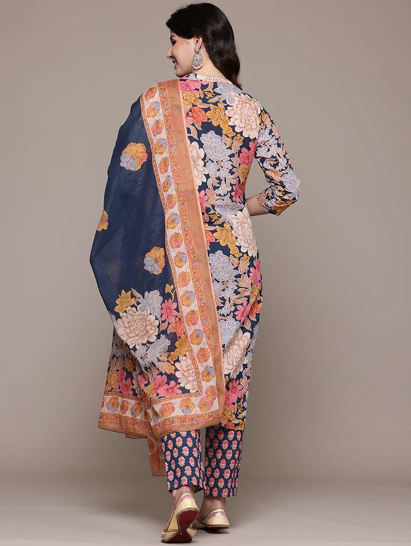 multi colored cotton suit  set - 22058125 -  Standard Image - 3