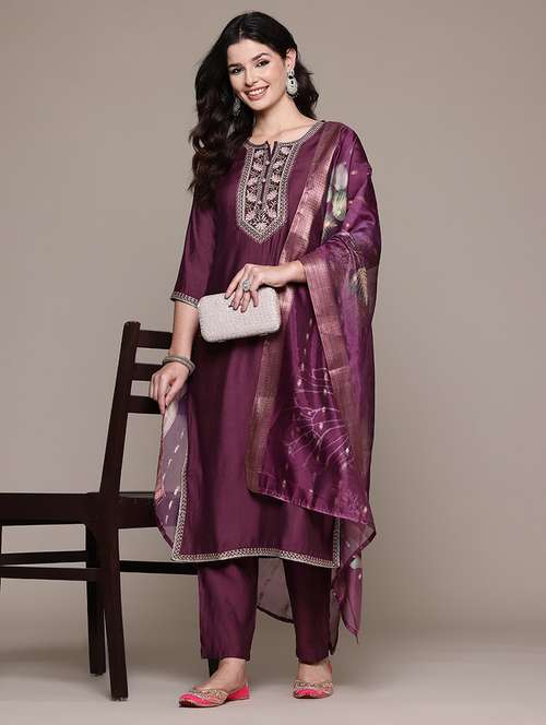 purple viscose suit  set - 22058126 -  Standard Image - 0