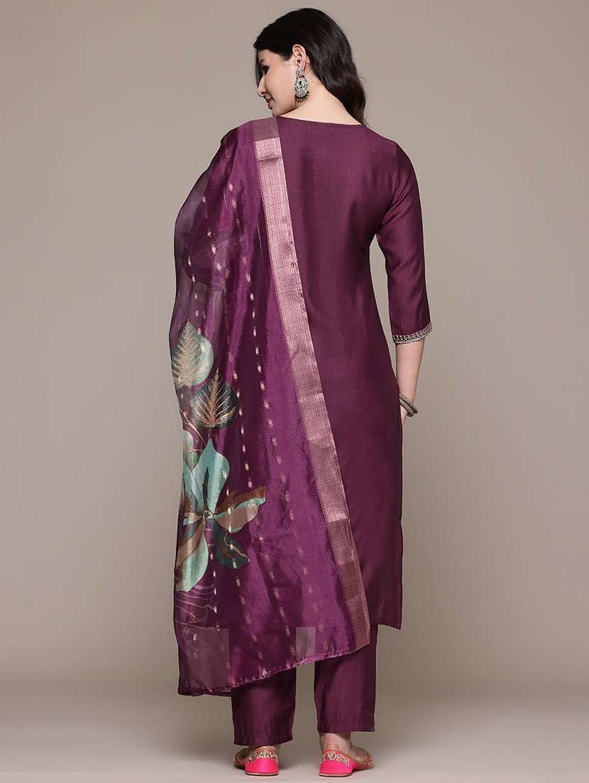 purple viscose suit  set - 22058126 -  Standard Image - 3
