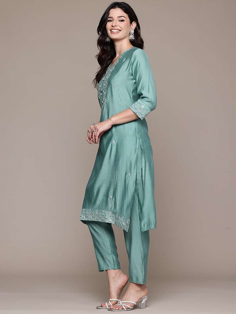 turquoise viscose suit  set - 22058131 -  Standard Image - 3