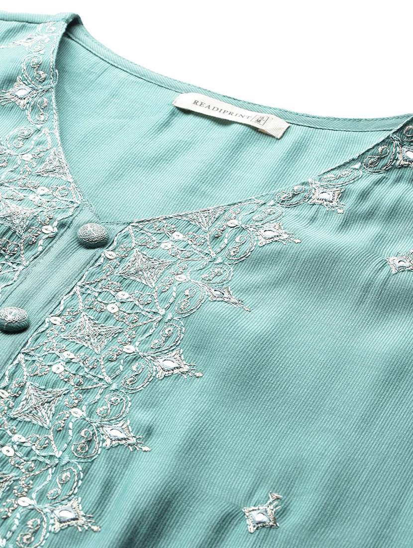 turquoise viscose suit  set - 22058131 -  Standard Image - 5