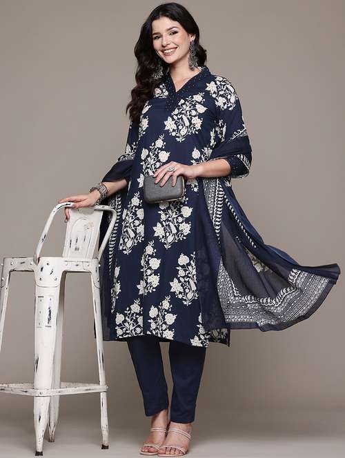 blue cotton suit set - 22058132 - Standard Image - 0