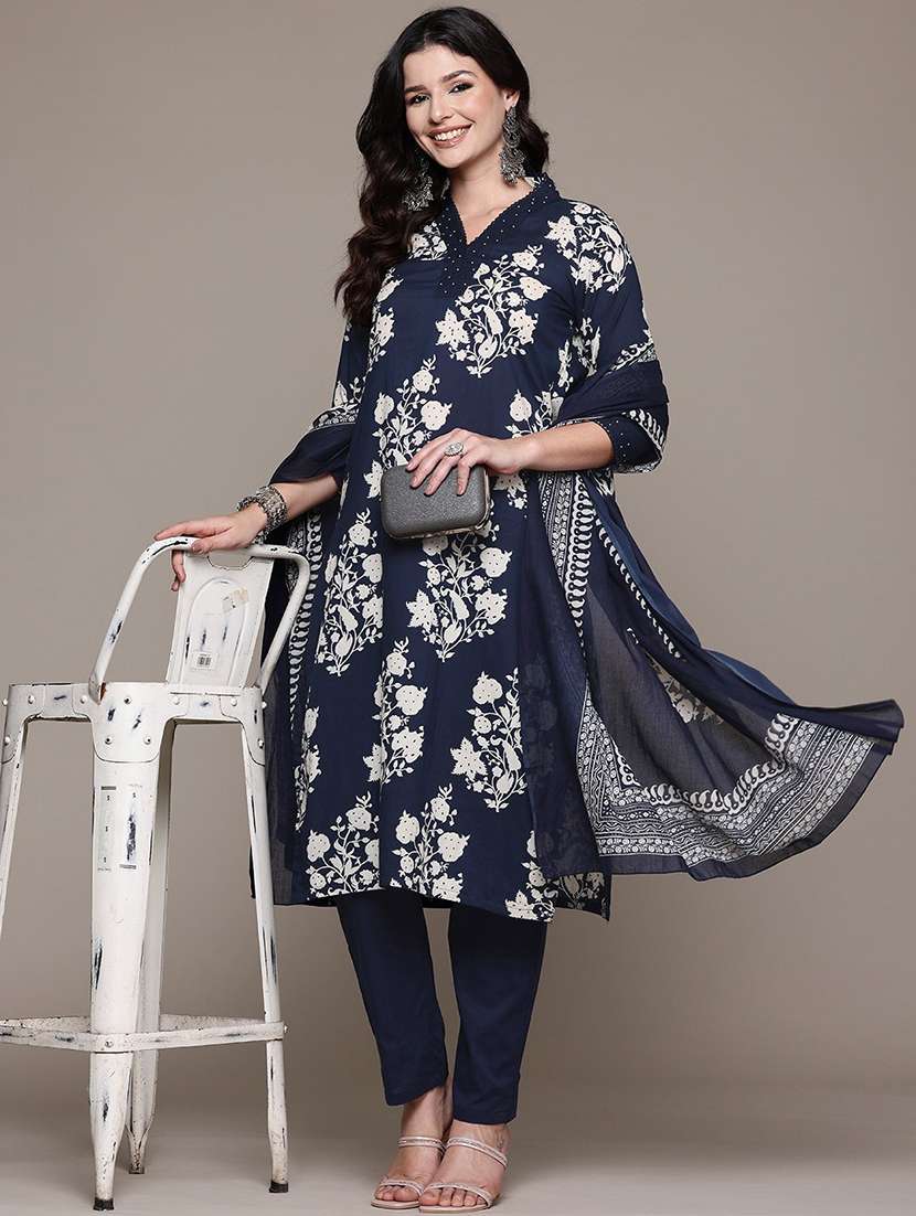 blue cotton suit set - 22058132 - Zoom Image - 0