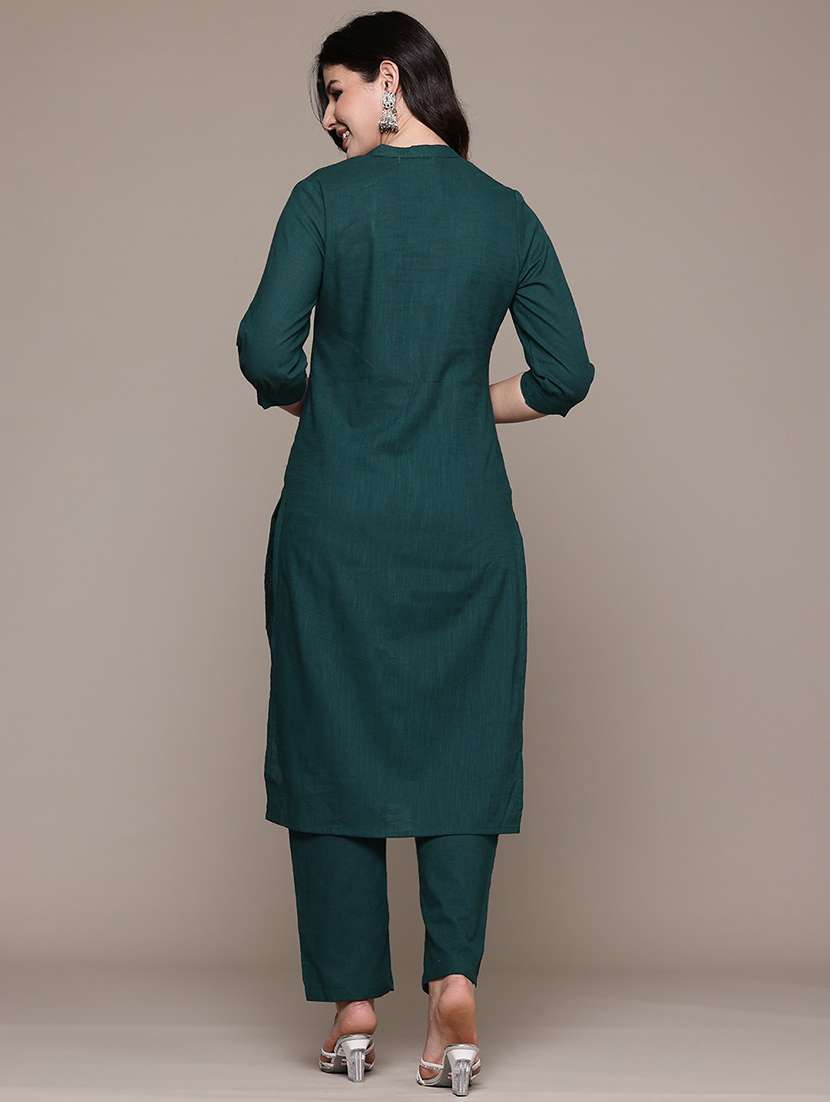 teal cotton kurta palazzo  set - 22058151 -  Standard Image - 3
