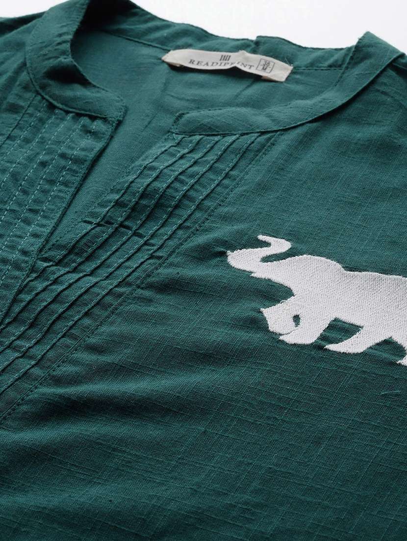 teal cotton kurta palazzo  set - 22058151 -  Standard Image - 5