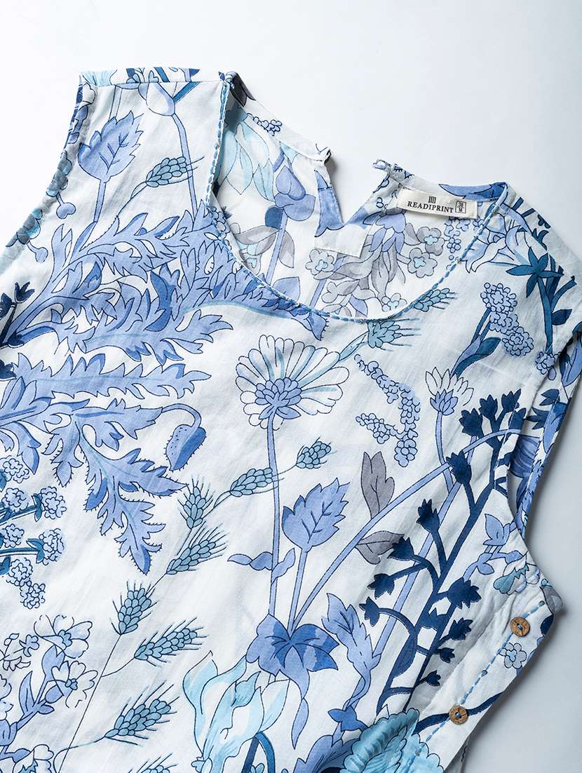 women printed sleeveless kurta and pant set - 22058163 -  Standard Image - 5