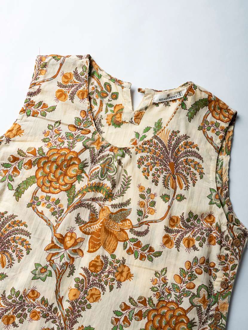 women printed sleeveless kurta and pant set - 22058167 -  Standard Image - 5