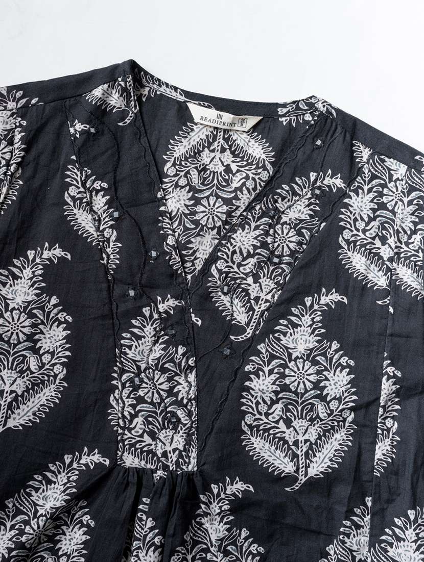 black cotton kurta palazzo  set - 22058174 -  Standard Image - 5