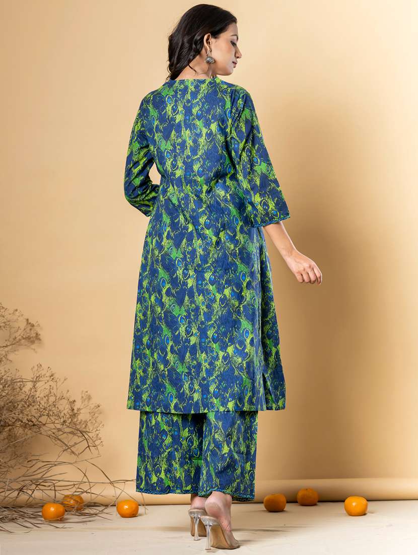 blue cotton kurta palazzo  set - 22058176 -  Standard Image - 3