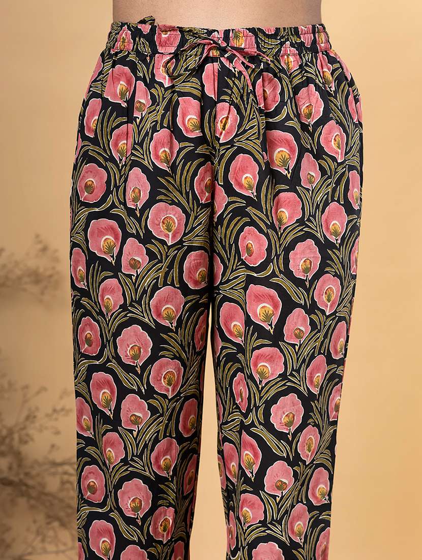 black cotton kurta palazzo  set - 22058198 -  Standard Image - 5