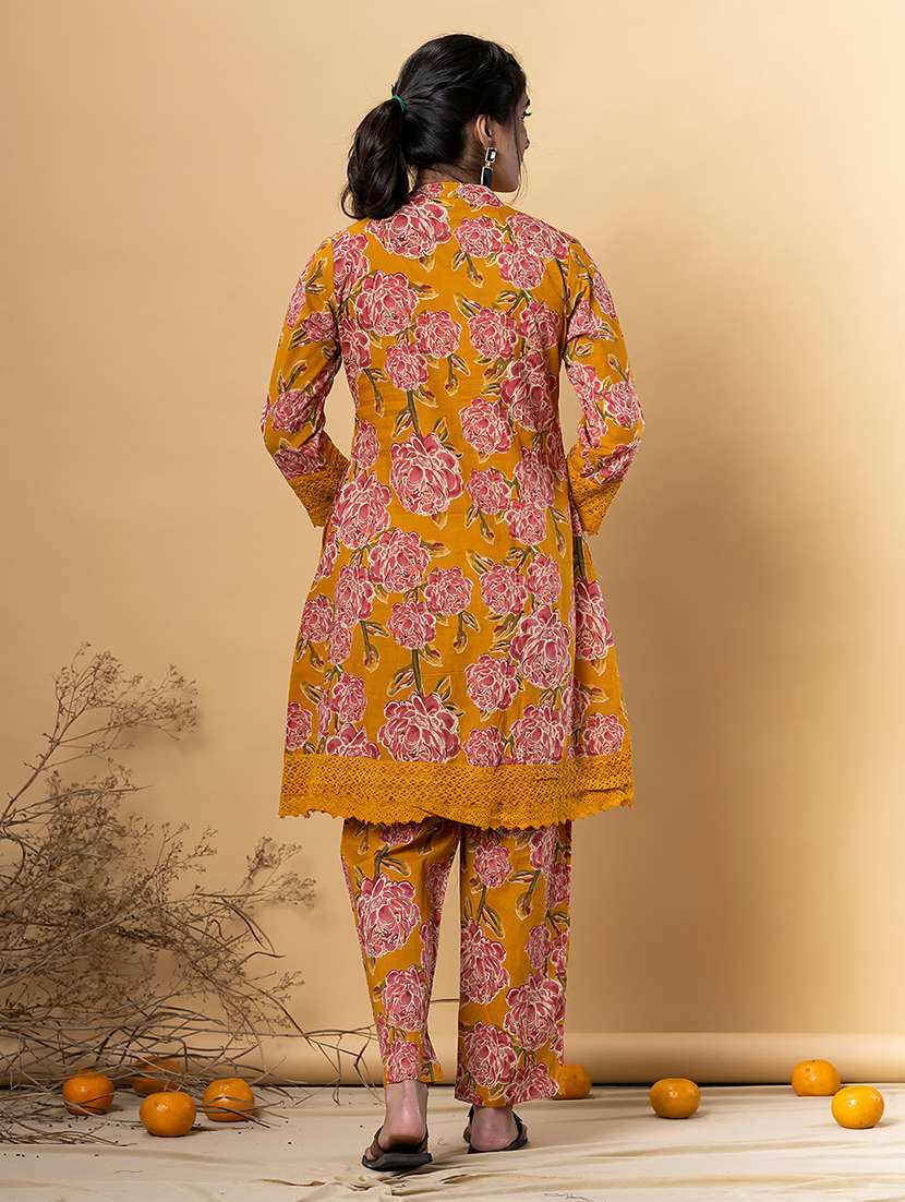 yellow cotton kurta palazzo set - 22058202 - Standard Image - 3