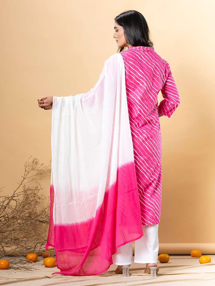 women three quarter sleeve kurta and pant with dupatta  - 22058240 -  Standard Image - 3