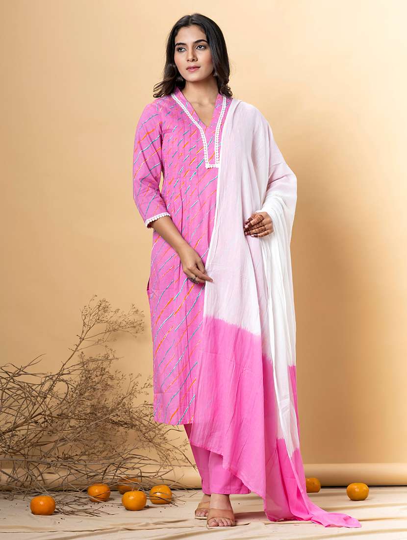 pink cotton suit  set