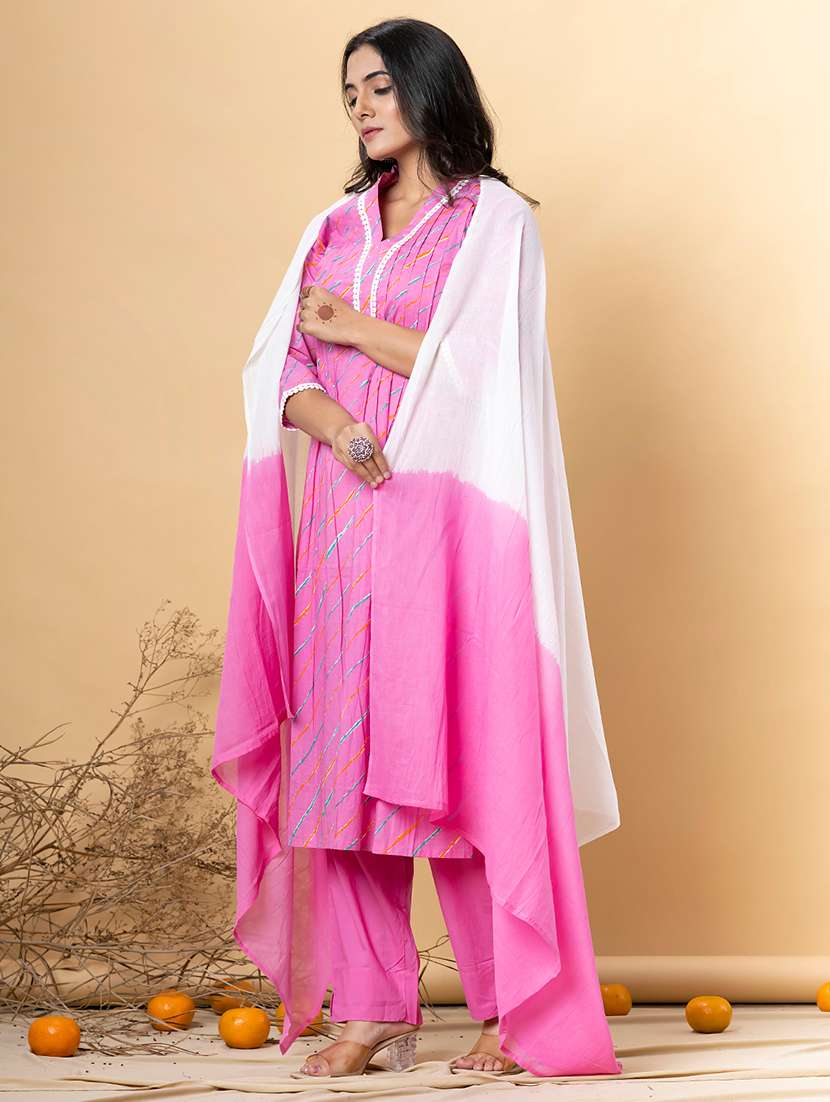 pink cotton suit  set - 22058241 -  Standard Image - 3