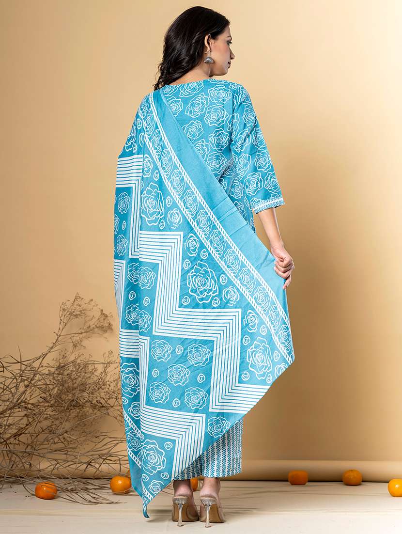 blue cotton blend suit  set - 22058259 -  Standard Image - 3