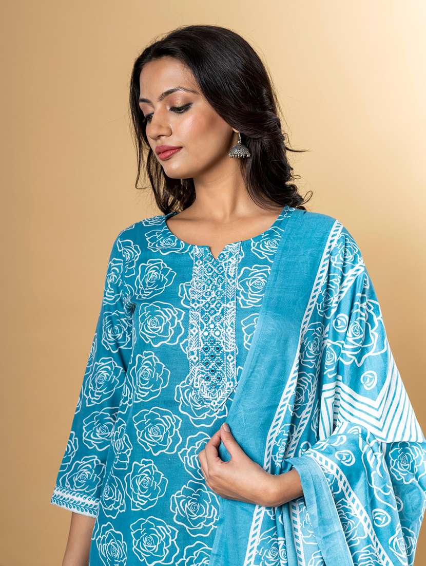 blue cotton blend suit  set - 22058259 -  Standard Image - 5