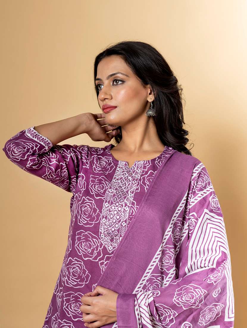 purple cotton blend suit set - 22058260 - Standard Image - 5