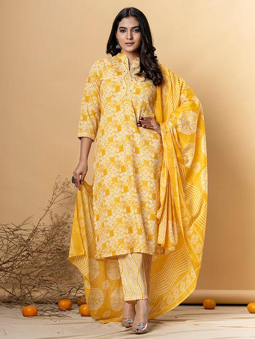yellow cotton blend suit set - 22058276 - Standard Image - 0