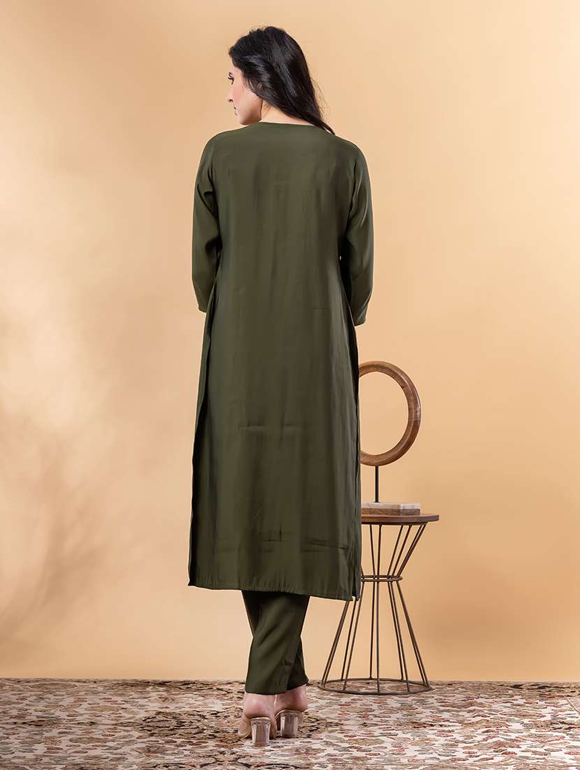 green silk kurta palazzo  set - 22058284 -  Standard Image - 3