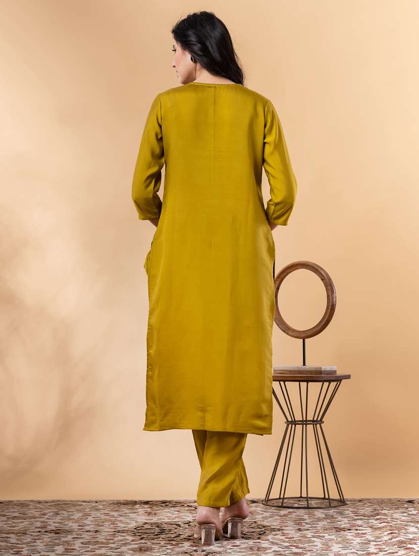 gold silk kurta palazzo  set - 22058285 -  Standard Image - 3