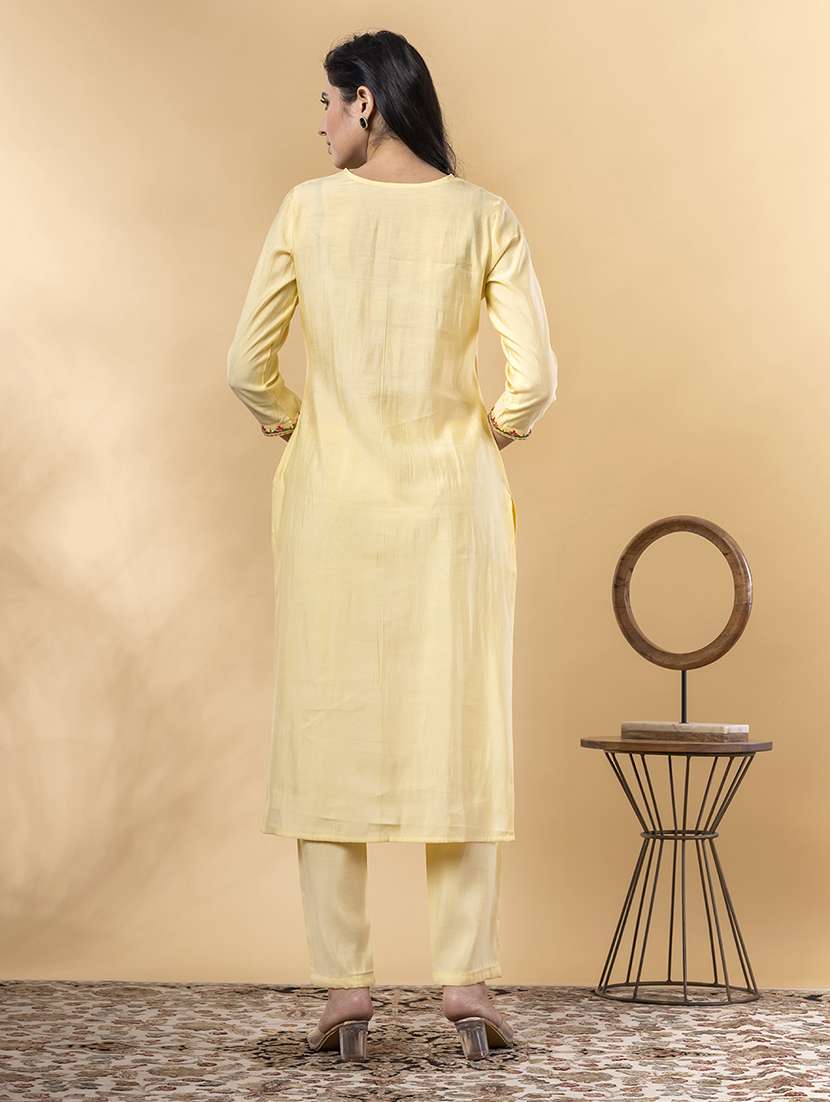 yellow silk kurta palazzo  set - 22058291 -  Standard Image - 3