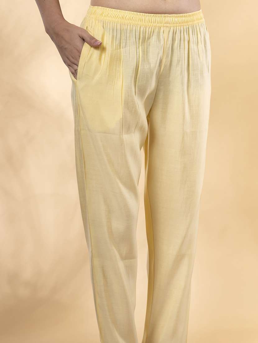 yellow silk kurta palazzo  set - 22058291 -  Standard Image - 5