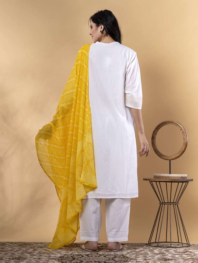 off white cotton suit set - 22058294 - Standard Image - 3