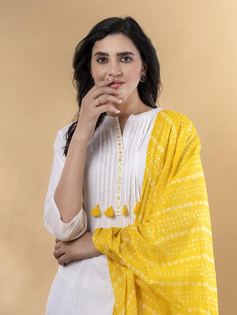 off white cotton suit set - 22058294 - Standard Image - 5