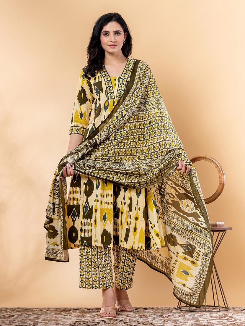 yellow cotton suit set - 22058311 - Zoom Image - 0