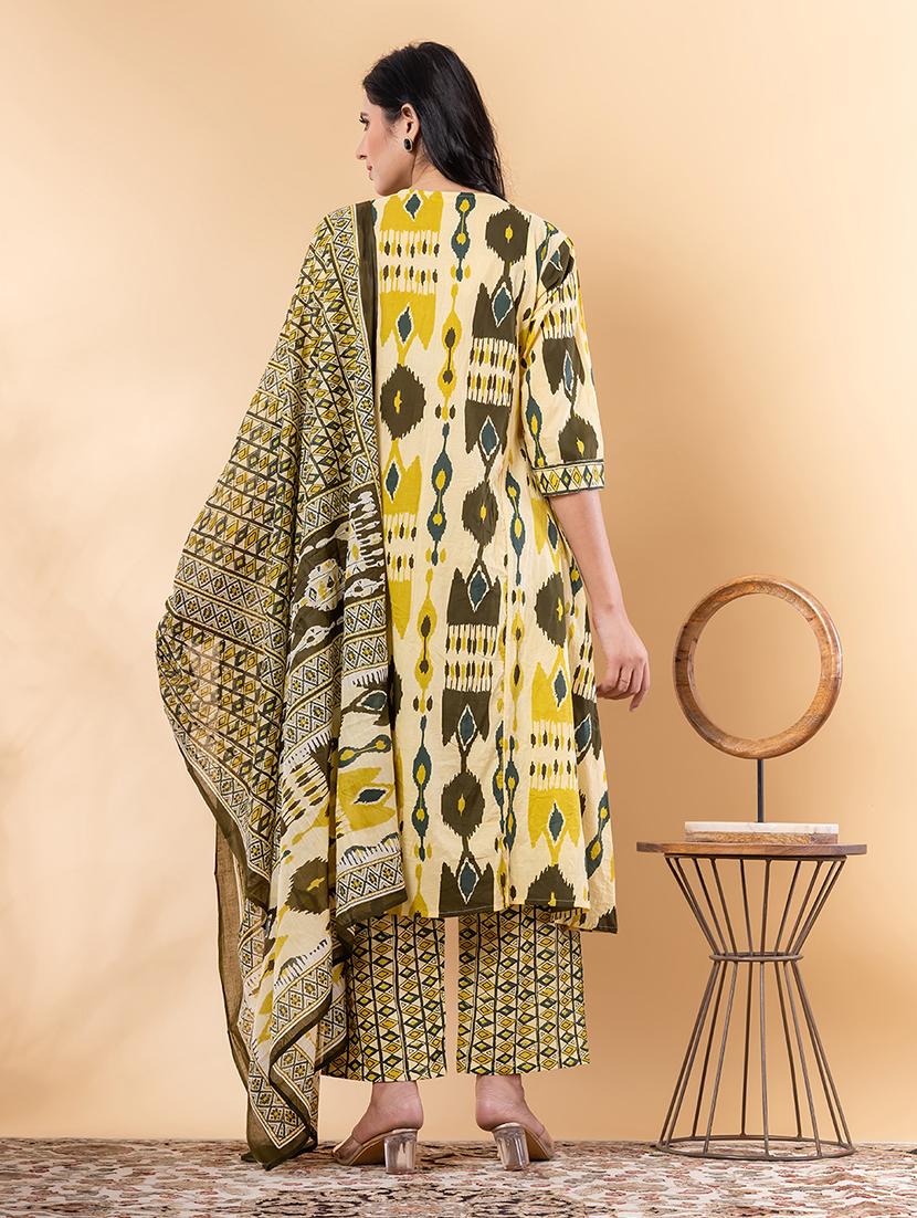 yellow cotton suit set - 22058311 - Standard Image - 3