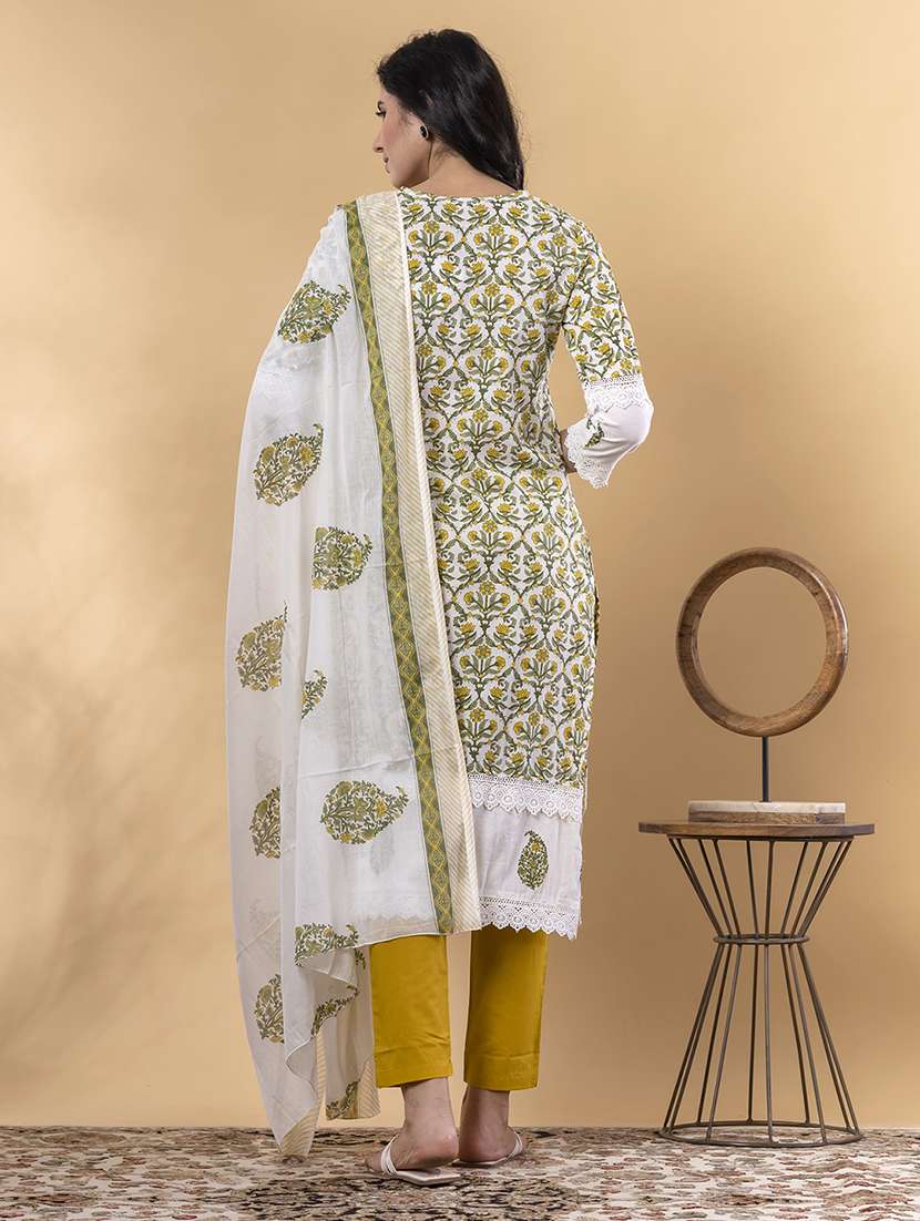 yellow cotton suit  set - 22058313 -  Standard Image - 3