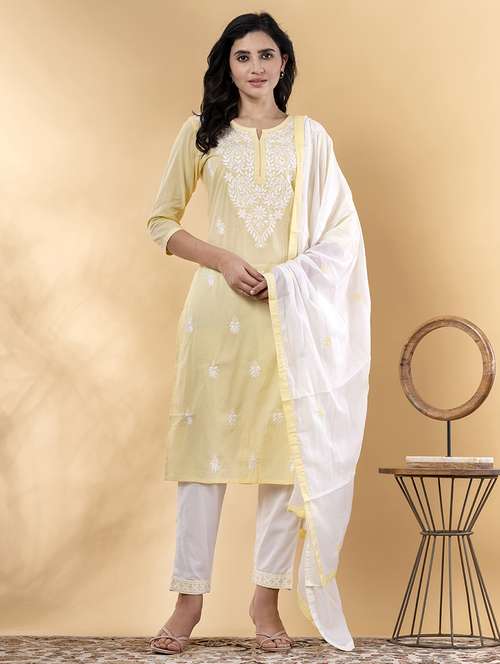 yellow cotton suit set - 22058332 - Standard Image - 0
