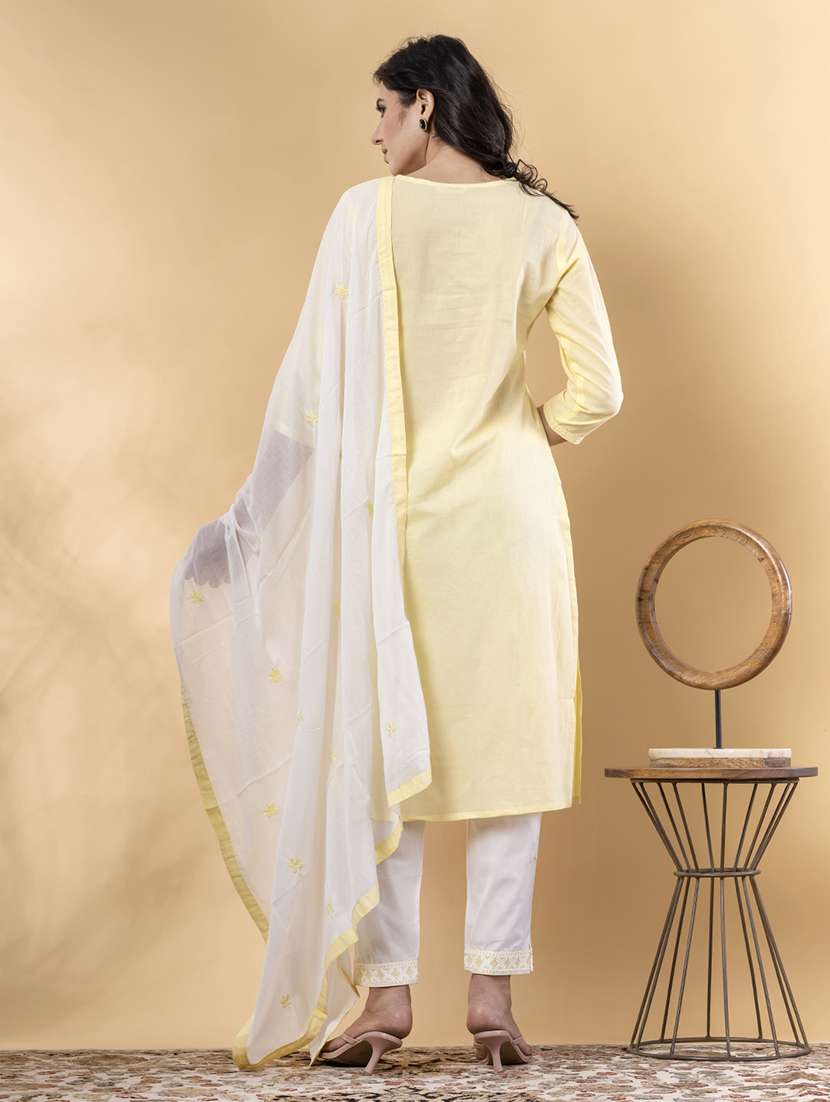 yellow cotton suit set - 22058332 - Standard Image - 3